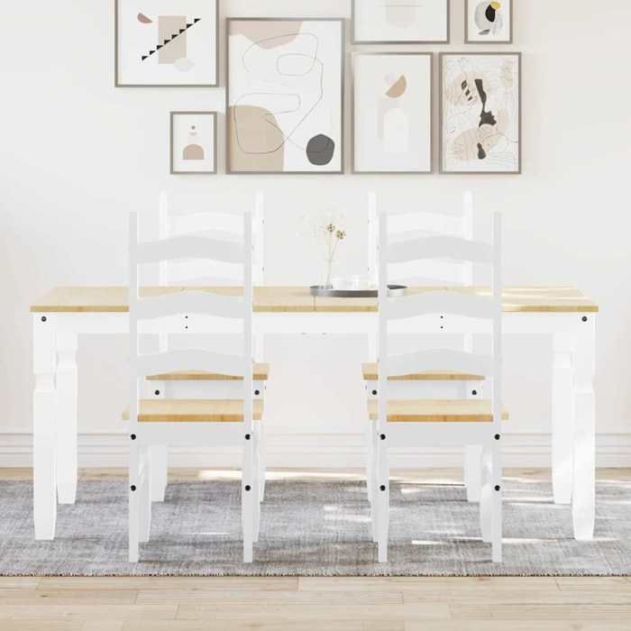 VidaXL Panama 5 Pcs Dining Set White Solid Pine Wood, Dining Table Set, Kitchen Table and Chairs, 3345211