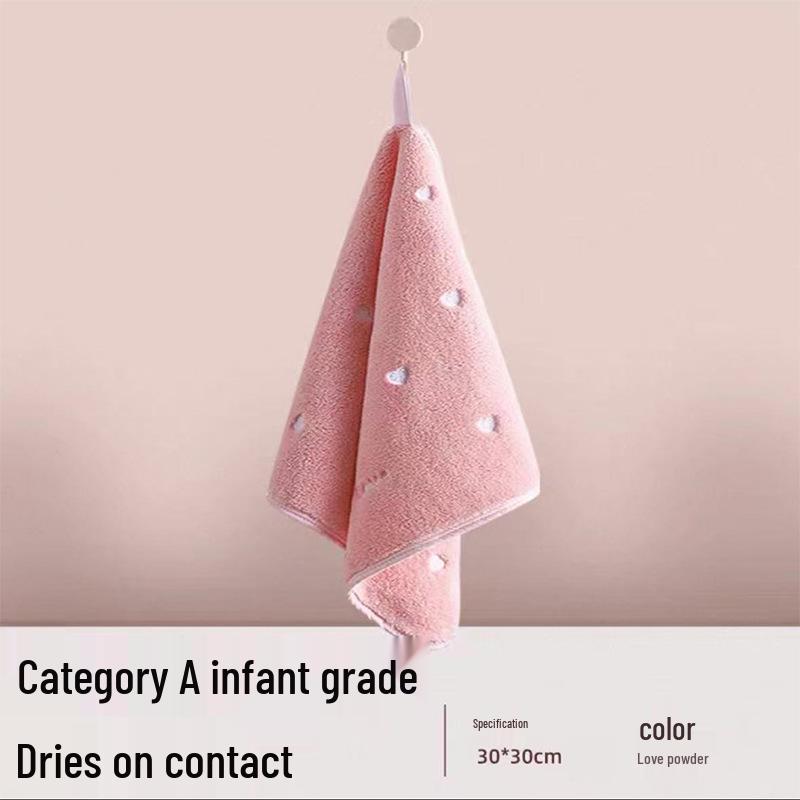 Soft Cute Cartoon Coral Fleece Hanging Hand Towel - Absorbent Kitchen Wiping Cloth