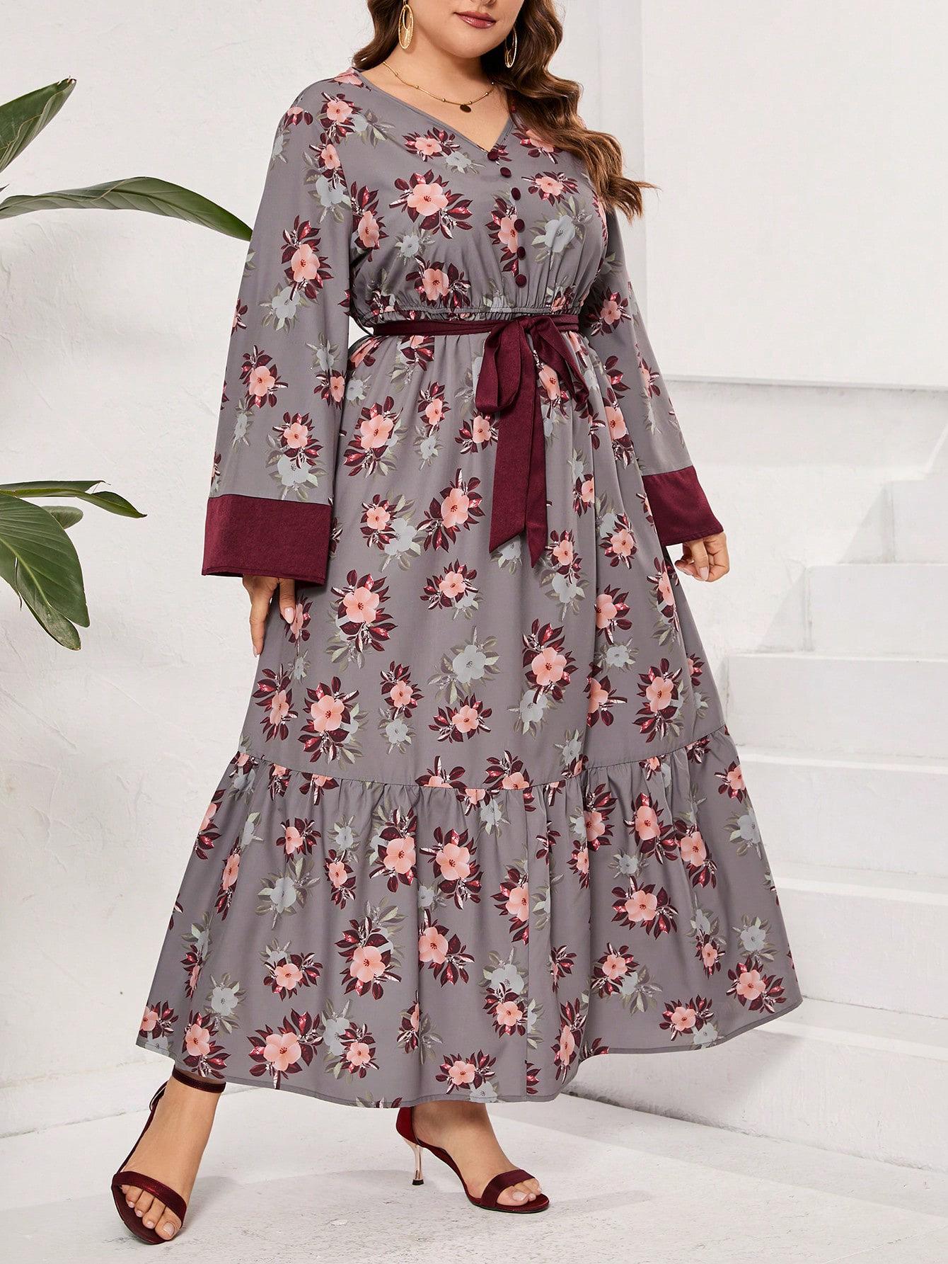 

Plus Size V-Neck Crossover Elastic Dress - High Waist, Loose, Slimming, Mid-Length, Over-the-Knee Skirt for Women 3XL вино красного