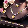 Banquet Dress With Chain Color Zircon Necklace Earrings Ring Bracelet Four-Piece Set