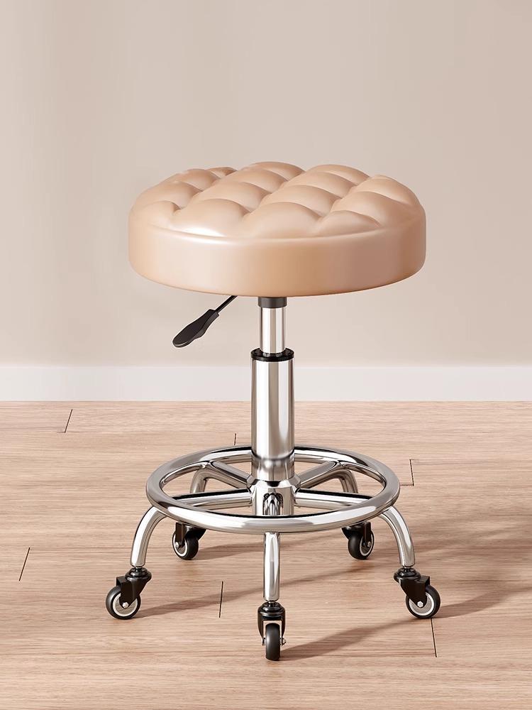 Modern Minimalist Beauty Stool, Adjustable Mobile Hairdressing Chair, Comfortable Cushioned Backrest Seat, Salon Barber Stool