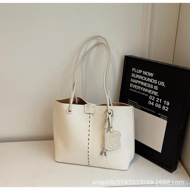 Retro Large-capacity Bag Women's 2025 New Fashion Korean Tote Bag Fashion Texture Simple Shoulder Commuter Bag