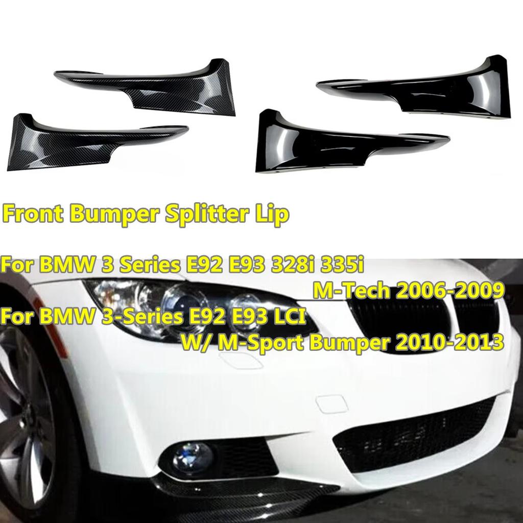 For BMW 3 Series E92 E93 M3 M-Tech 2006-2009 /2010-2013 Pair Front Bumper Lip Splitter Spoiler Bumper Side Splitter Cover