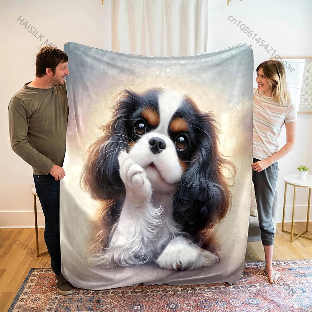 

Cavalier King Charles Spaniel Print Blanket Warm Soft Fluffy Kids and Adults Sofa Bed Throw Blanket for Home Travel Camping 75x90cm