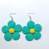 Hand-woven Raffia Exaggerated Flower Earrings - Sweet Color-Block Design