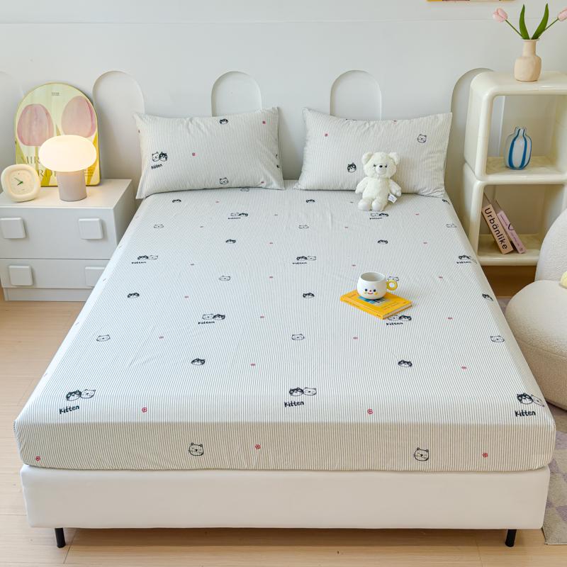 100% Cotton Fitted Sheet Soft Bed Cover Skin-friendly Bedsheets Home Mattress Cover Elastic Bed Linen Lençol (No Pillowcase)