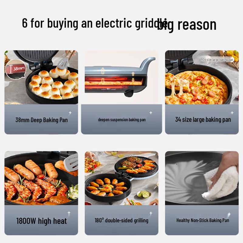 Liven Double-Sided Electric Griddle for Home Use CN plug (adapter included)