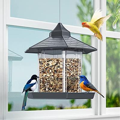 Gazebo à prova d'água suspenso, alimentador de pássaros selvagens, recipiente ao ar livre com corda pendurada, tipo casa de alimentação, decoração de pássaros