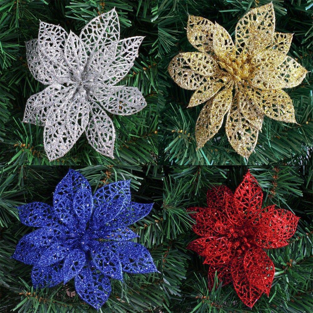 Dekor Bröllop 6" Julgransdekorationer Blommor Glitter Ihålig Jul