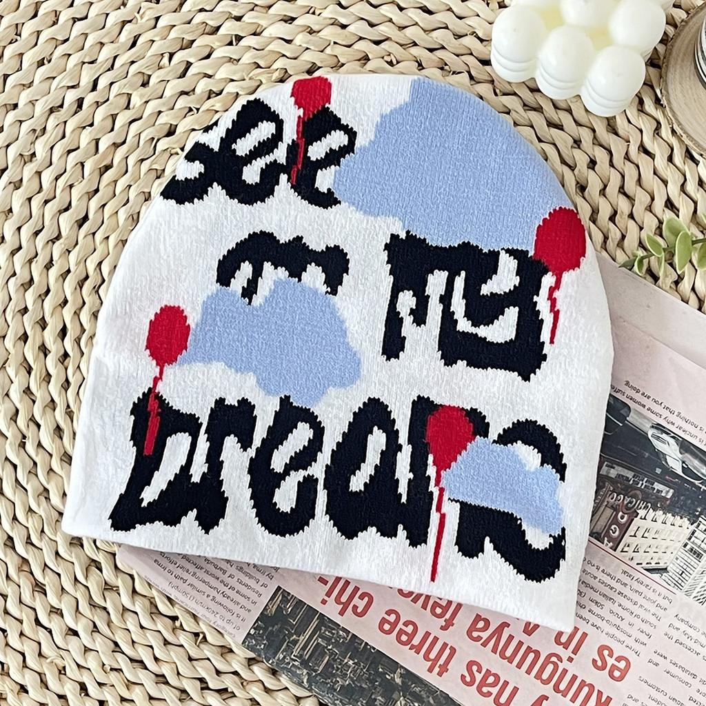 Knitted Hat With Cloud Pattern For Autumn Winter Outdoor Warmth And Casual Style