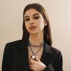 PuRui Trendy Kjærlighetshjerte Anheng Halskjede for Kvinner Lenkekjede Med PU-tau Sjarm Choker Zirkon På Halsen Damer Elegante Gaver