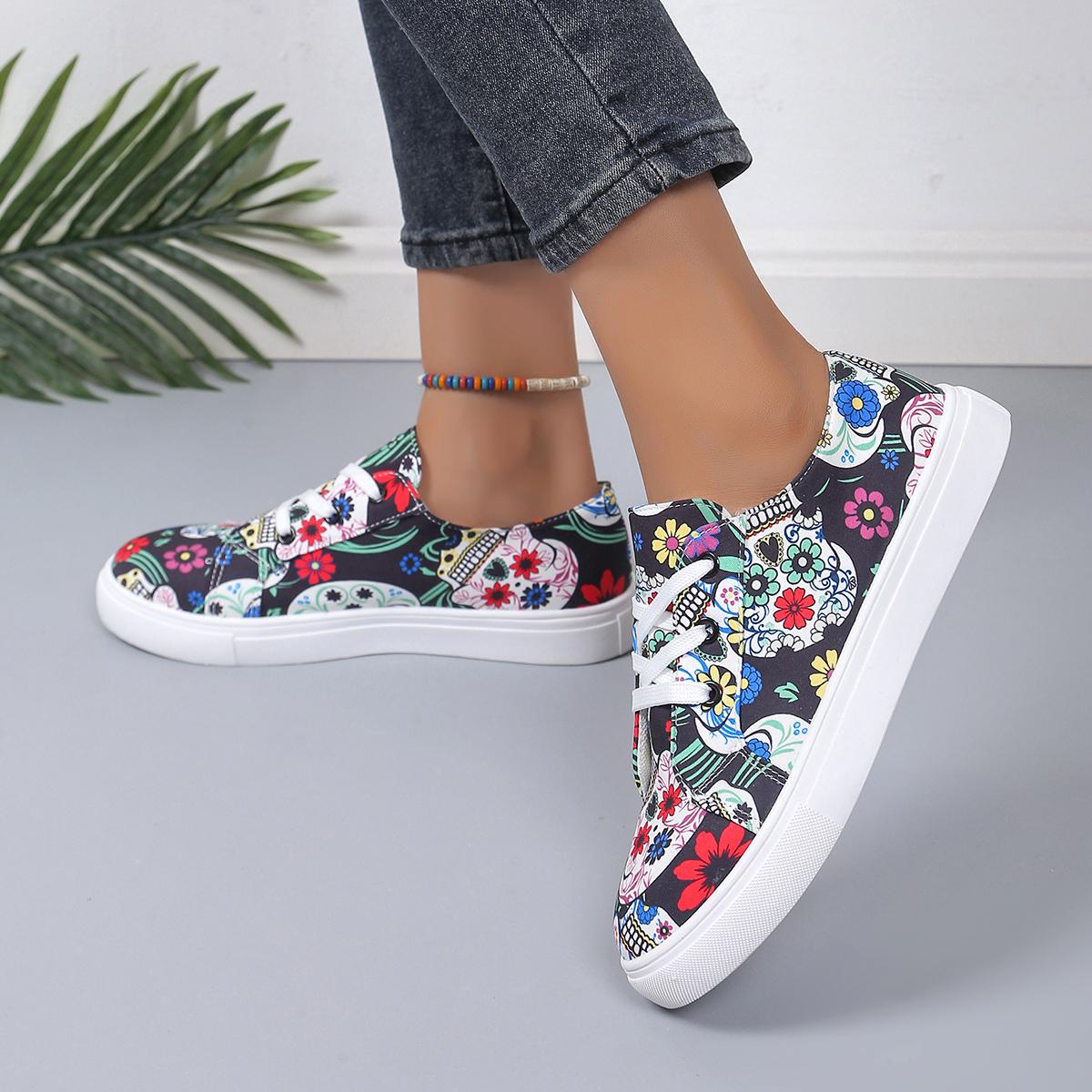 Модные женские парусиновые туфли с принтом тыквы и летучей мыши — фото 5