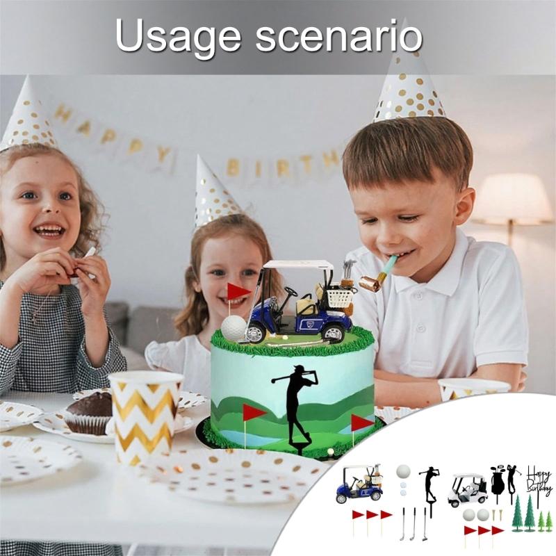 Golfing Cart Standard Cake Leader For Golfing Theme Party Birthday Celebration Plastic Decoration