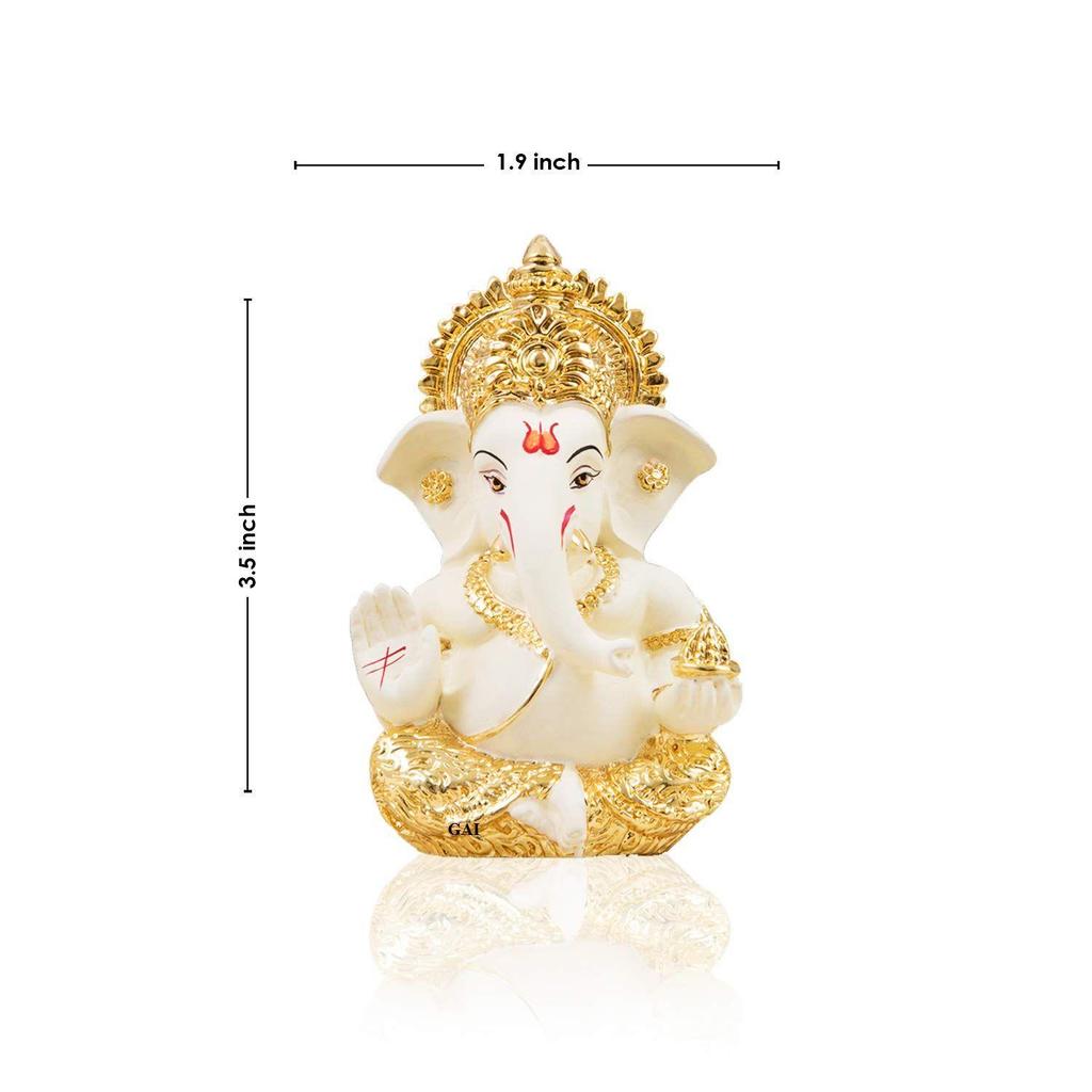 Ceramic Ganesh Idol for Car Dashboard Ganesha Murti Ganpati Idol for Home Decor Puja Lord Ganesh