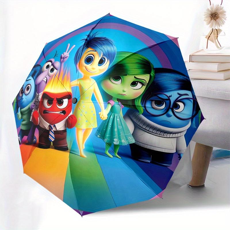 Ombrello Pieghevole Automatico Compatto Tema Inside Out 2 - Portatile e Resistente, Ombrello in Ferro a 8 Stecche per Tutte le Condizioni Atmosferiche0707089
