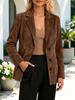 Women Lapel Collar Single Breasted Corduroy Jacket Plush Lined Casual Long Sleeve Blazer Coat