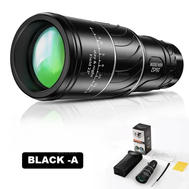 16X52 Monocular Telescope Dual Focus Zoom Binoculars 66M/8000M Low-Light Night Vision With Strap Optical Lens/Rubber Outdoor