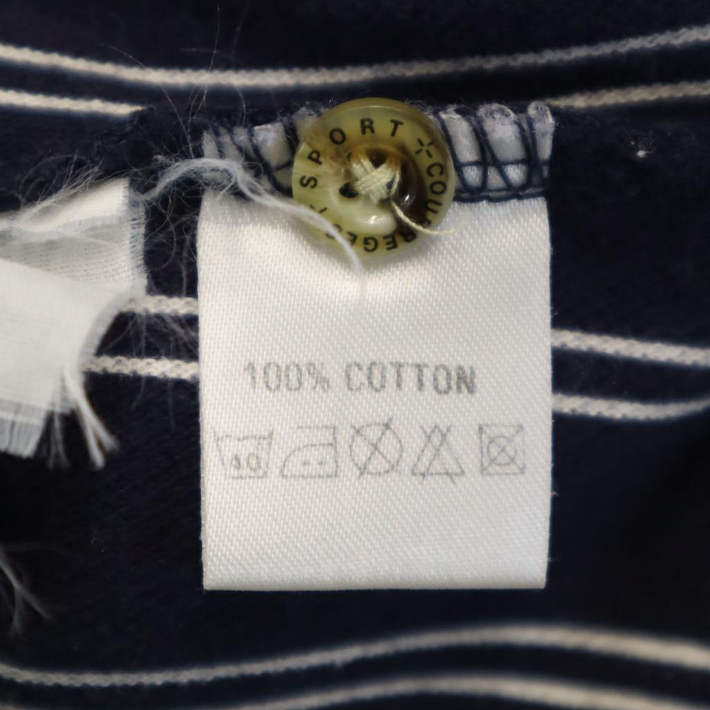 COURREGES Striped Pattern Short Sleeve Polo Shirt XS Navy Men's Used