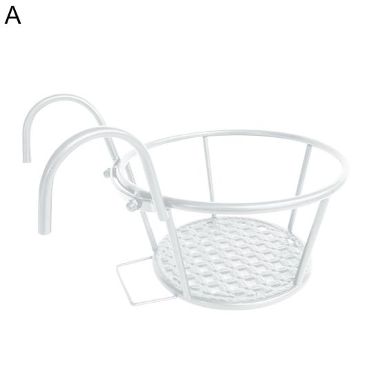 

Съемная подвесная железная полка для балконных перил с цветочным растением в горшке A белый