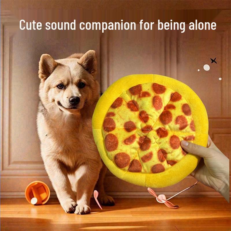 Dog Bite-Resistant Pizza Squeak Toy: Interactive, Tear-Resistant, Fun Teething Toy
