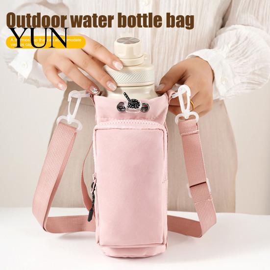 Cushioned Cup Protector Sleeve Crossbody Water Carrier, Wear-resistant Protective with Phone Pocket, Drawstring Cover Closure Portable Pouch