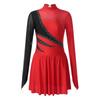 Dlouhý rukáv Tyl Všitý Výřezy Záda Kolečkový krasobruslařský dres Šaty Gymnastické Baletní Taneční Kostýmy