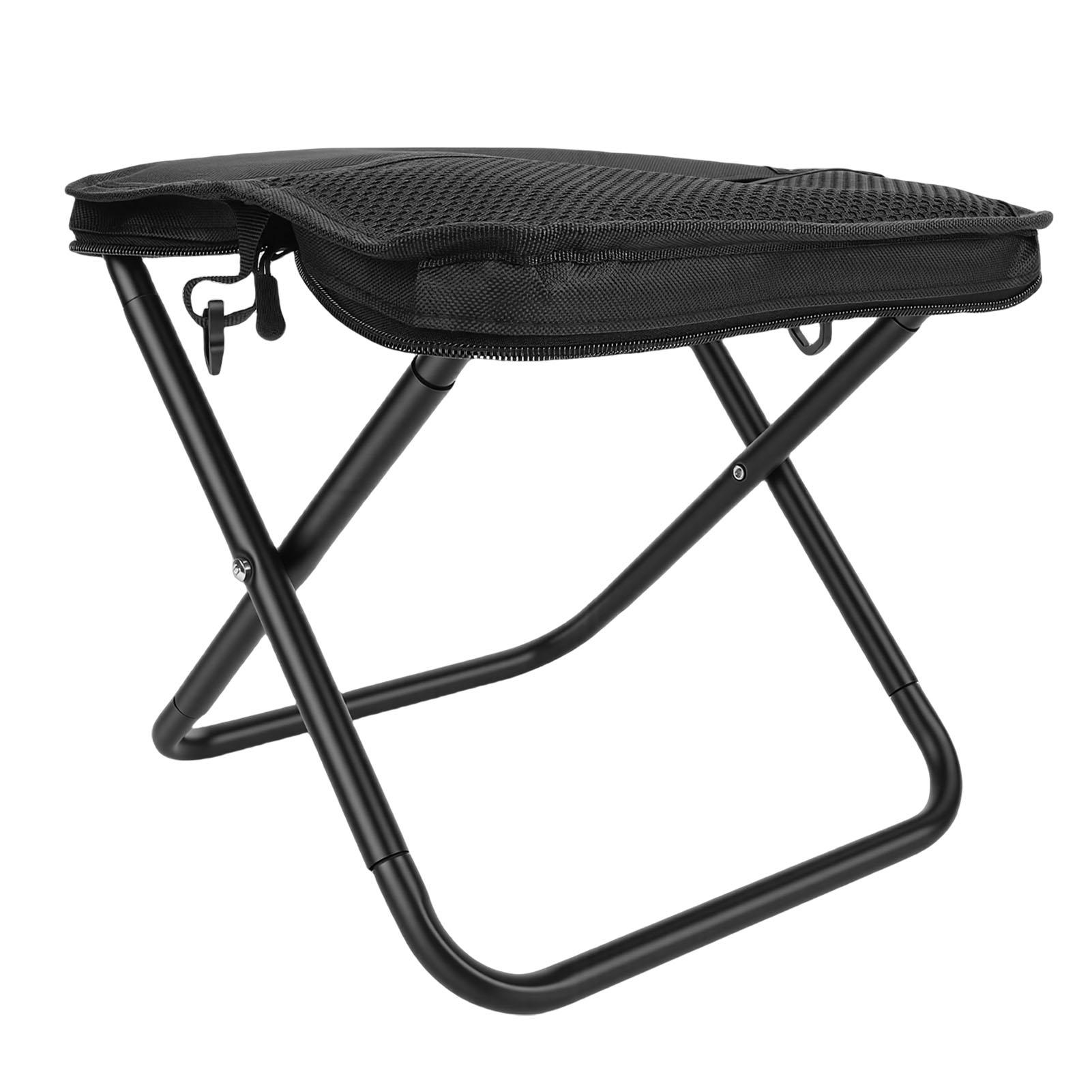 Folding Stool Bag Portable Outdoor Foldable Stool with Shoulder Strap for Traveling Camping Black Small Size
