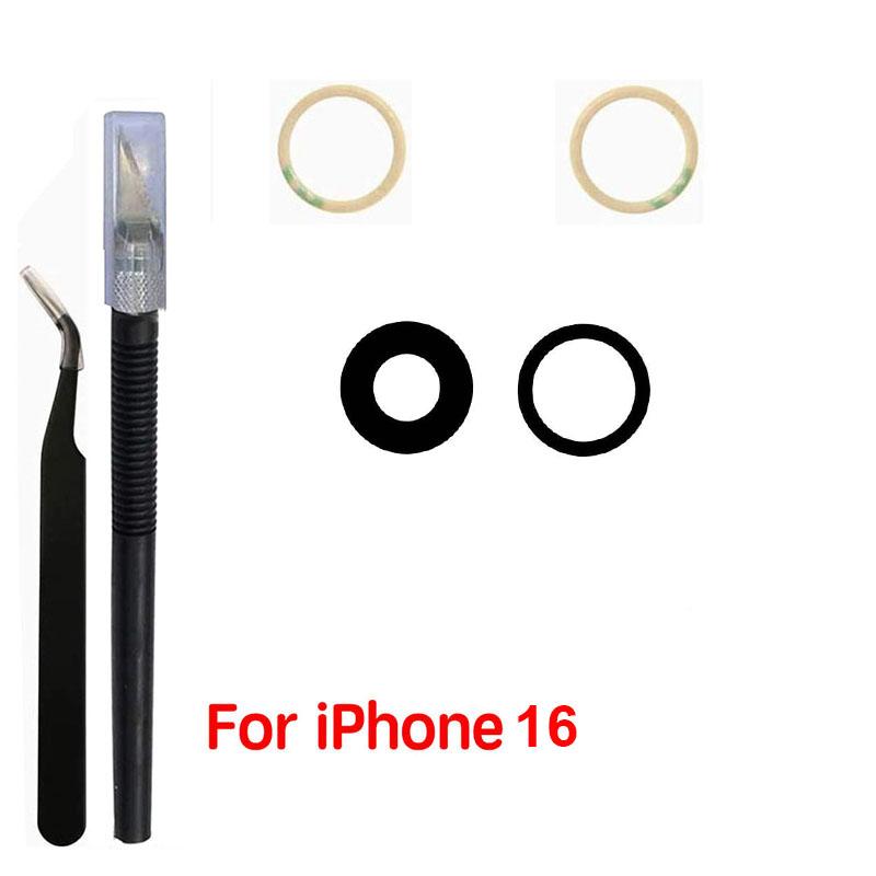 

1 Set Back Camera Lens Glass For iPhone 16 16Plus 16Pro Max Rear Camera Repairing Parts With 3m Adhesive Sticker & Tool Kits For iPhone 16