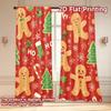 Set Of 2 Flat Printing Curtains Without Rod Gingerbread Trees Men Holiday Ramadan Printed Prints Light Curtain Polyester