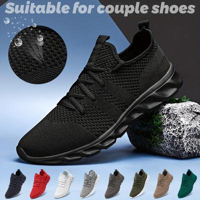 Men's Running Shoes Couple Knit Breathable Lightweight Running Shoes Outdoor Athletic Walking Sneakers, Spring And Summer
