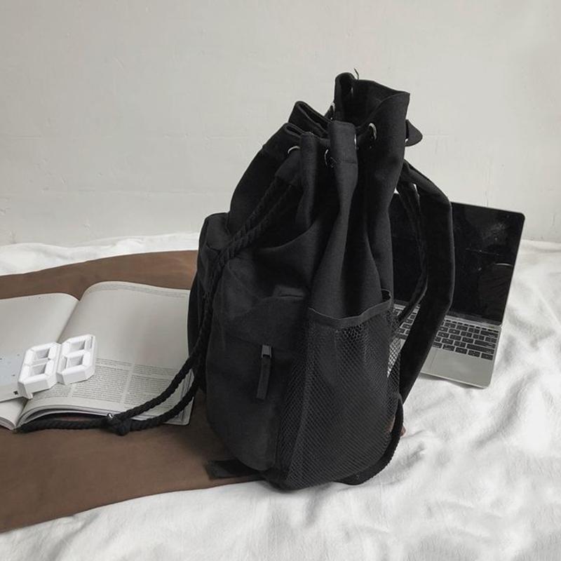 Zaini con coulisse per donne Zaini casual in tela per donne Zaini leggeri per studenti Borsa a tracolla Grande capacità Zaino da viaggio