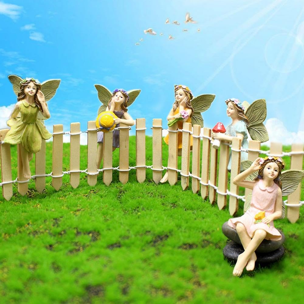 5 Pcs Miniatures Fairy Figurines Garden Accessories Resin Lawn Ornaments for Outdoor Yard Home Pot Plants Decoration