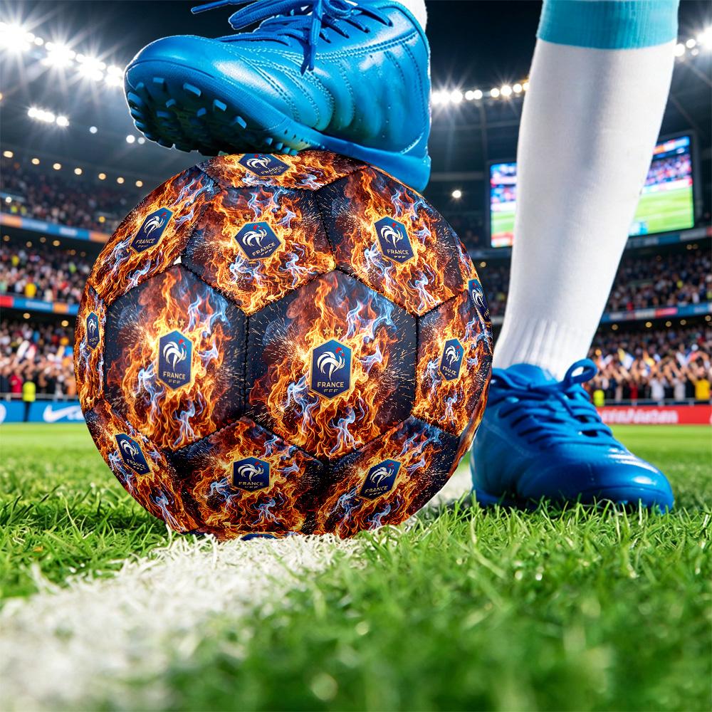 Pallone da Calcio Misura 5 Stampato France Football Resistente all'Usura Standard per Allenamento Adulti Regalo per Fan per Partite Sportive Indoor Outdoor