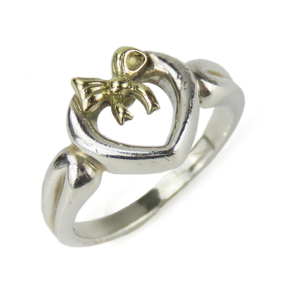 Used TIFFANY&Co. Ring Heart Ribbon EU#49.5 Silver925/K18 Yellow Gold 3.2g Silver Yellow Gold