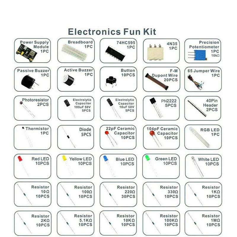 830 szt./pudełko DIY Project Starter Kit dla Arduino UNO R3 Zestaw elektroniczny DIY Zestaw elementów elektronicznych z punktami mocowania Płytka stykowa