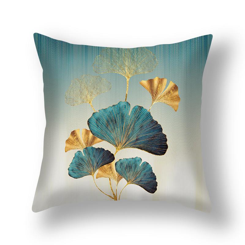 Short Plush Pillowcase, Simple and Versatile Ginkgo Leaf Pillow, Modern Decorative Sofa Pillow, Cushion