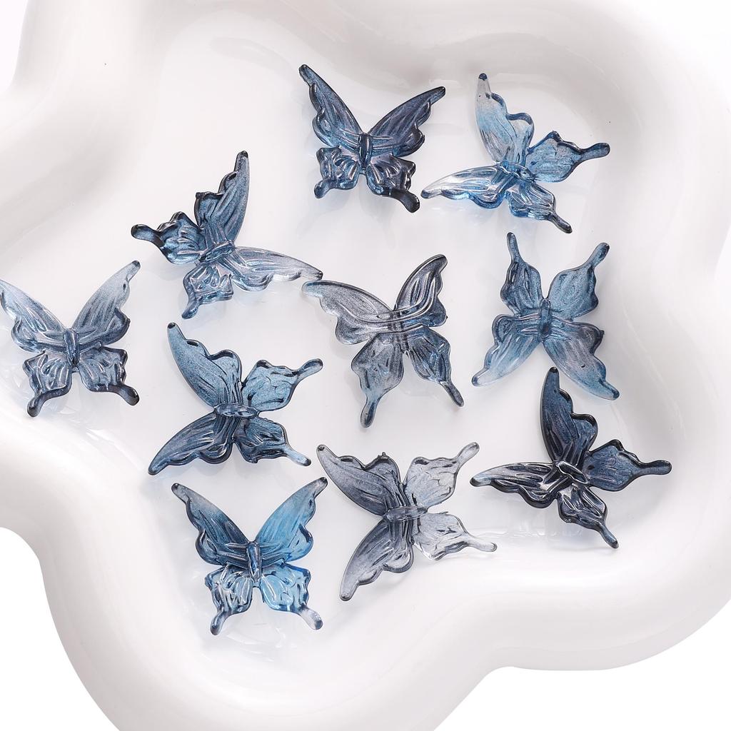 Acrylic Butterfly Transparent Two-color Gradient Charm for DIY Jewelry 20 Pcs