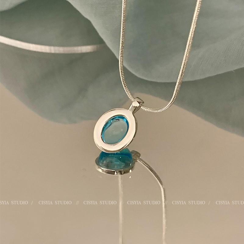iF ME Jednoduchý přívěsek náhrdelník modrý bílý černý měsíční kámen řetízek choker pro ženy šperky doplňky