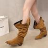 Fashion 2025 New Fashionable Versatile Western Boot Thick Heel Pointed Toe High Tube Comfortable Boot for Adult Women Korean Style