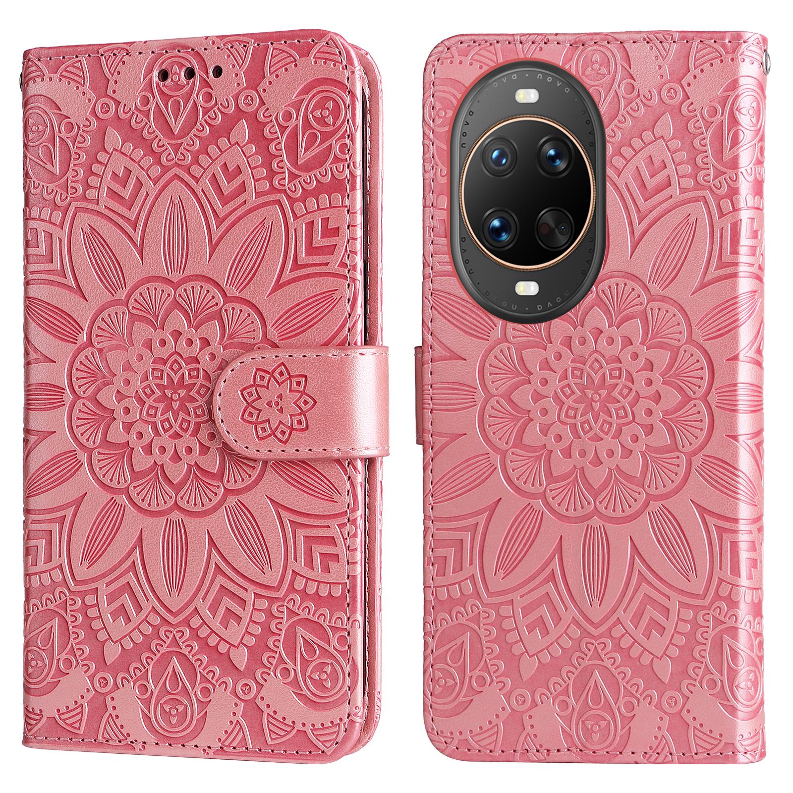 

For Huawei nova 14 Ultra 5G Case Sunflower Imprint Leather Wallet Phone Cover Pink