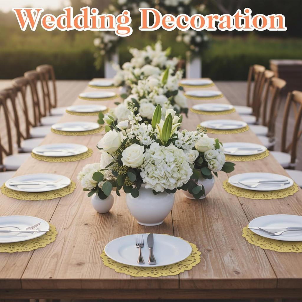 Grevosea 180 Pcs Paper Doilies, 3.5 Inch Round Lace Colored Paper Doilies, 9 Colors Oil-Absorbing Papers Placemats for Crafts Weddings Parties and