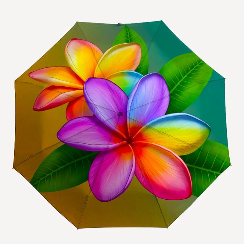 1pc Tropical Flowers Automatic Umbrella - Automatic Opening And Closing, Sturdy Iron Frame, Formal Occasions yy251018119