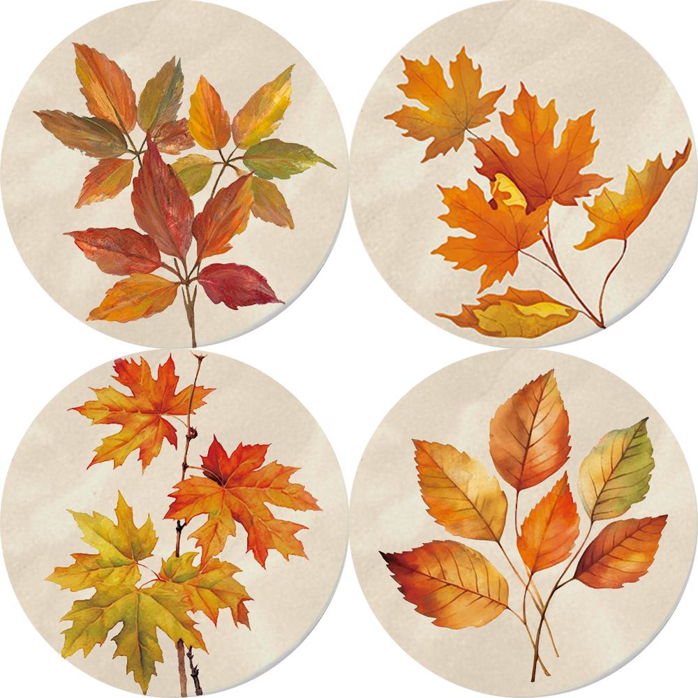 

4 шт. осенние подставки на День благодарения, винтажные осенние листья, керамические подставки, впитывающий коврик для чашки, украшение стола для вечеринки в честь Дня благодарения