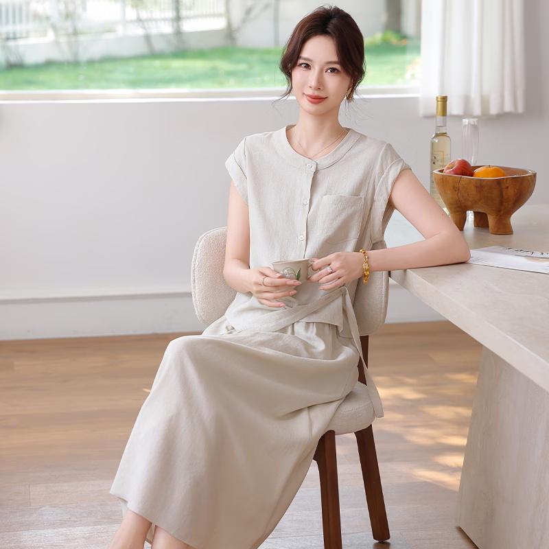 Yuzhaolin Mid-Aged Women s Sleeveless Two-Piece Set 4XL