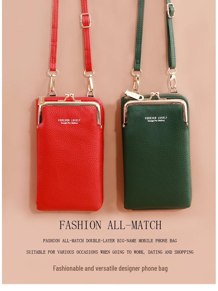 2025 Women's Korean Style Lychee Grain Large Capacity Crossbody Phone Bag & Wallet.