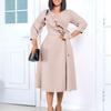 Women's New Fashion Temperament Solid Color V-neck Pleated High-waisted Pendulum Dress Dress