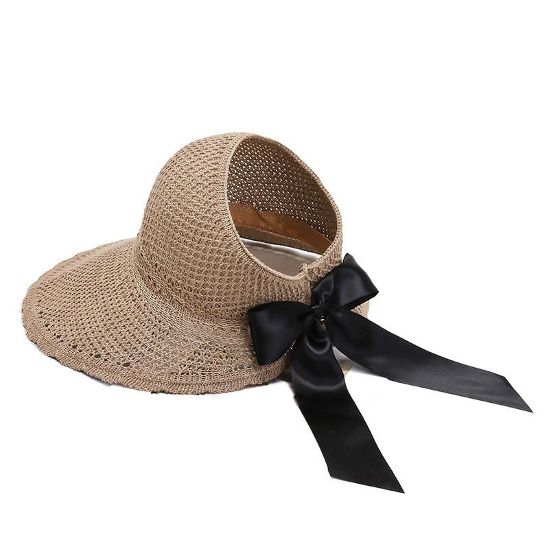 New Style Butterfly Bow Wide Brim Sun Hat For Women Cute Outdoor Mesh Sunshade Hat