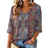 Women's Floral Print V-Neck Blouse Lightweight for Spring and Summer
