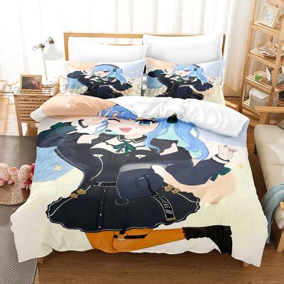 Hoshimachi Suisei Bettwäsche-Set Einzelbett Twin Full Queen King Size Bettset Erwachsener Kind Schlafzimmer Bettdeckenbezug-Sets 3D Anime Bettlaken-Set