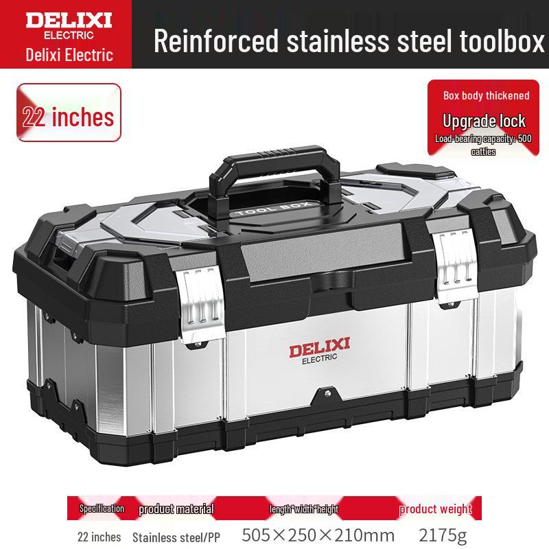 Delixi Portable Stainless Steel Multi-Tool Box - Industrial & Household Use